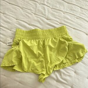 Free People limeade/fresh lime Athletic Shorts with Ruffled Hem